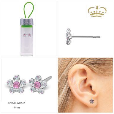Schmuck-Set mit blütenförmigen Ohrringen und einer stylischen Aufbewahrungsbox.