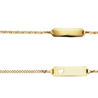 Goldene Kette mit einem schlichten Anhänger und Herz-Ausschnitt.